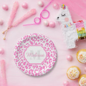 Assiettes En Carton Empreinte de léopard rose (Fête)