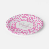 Assiettes En Carton Empreinte de léopard rose (Angle)