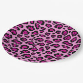 Assiettes En Carton Empreinte de léopard rose et noir (Angle)