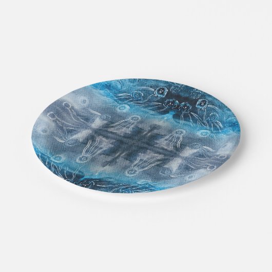 Assiettes En Carton Empreinte de lune de méduse (Angle)