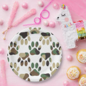 Assiettes En Carton Empreinte de patte de chien Motif Camo (Fête)
