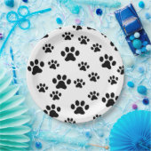 Assiettes En Carton empreinte de patte noir (Fête)