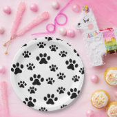 Assiettes En Carton empreinte de patte noir (Fête)