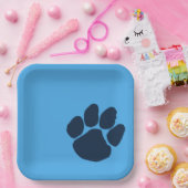 Assiettes En Carton Empreinte marine sur les plaques de papier bleu cl (Fête)