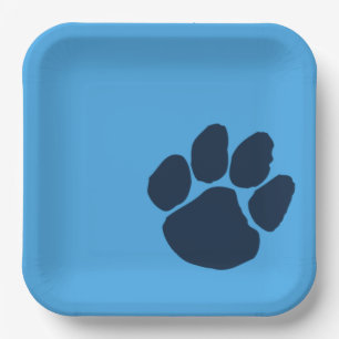Assiettes En Carton Empreinte marine sur les plaques de papier bleu cl