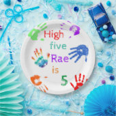 Assiettes En Carton Empreintes à main de peinture Anniversaire avec no (Fête)