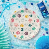 Assiettes En Carton empreintes de pattes (Fête)