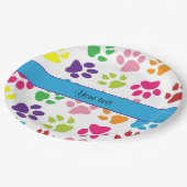 Assiettes En Carton Empreintes de pattes animaux colorés (Angle)