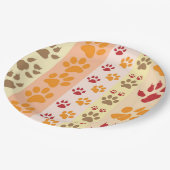 Assiettes En Carton Empreintes de pattes animaux mignons Motif en coul (Angle)
