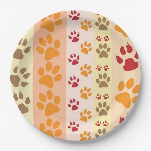 Assiettes En Carton Empreintes de pattes animaux mignons Motif en coul (Devant)
