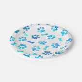 Assiettes En Carton Empreintes de pattes d'aquarelle bleue (Angle)