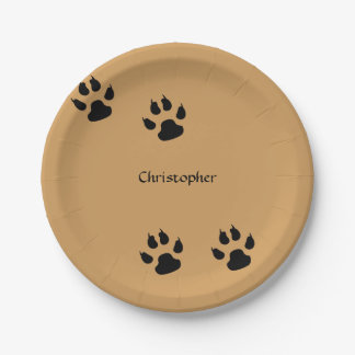 Assiettes En Carton Empreintes de pattes de chien (arrière - plan de