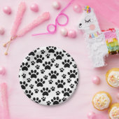 Assiettes En Carton Empreintes de pattes de chiens (Fête)