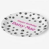 Assiettes En Carton Empreintes de pattes noirs Rose Personnalisé Anima (Angle)