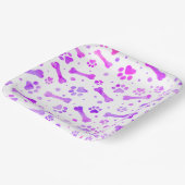 Assiettes En Carton Empreintes de pattes rose violet Carré d'aquarelle (Angulaire)