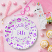 Assiettes En Carton Empreintes de pattes rose violet personnalisés Ann (Fête)