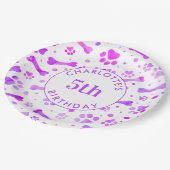 Assiettes En Carton Empreintes de pattes rose violet personnalisés Ann (Angle)