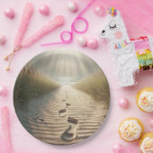 Assiettes En Carton Empreintes De Plage Dans Le Sable (Fête)