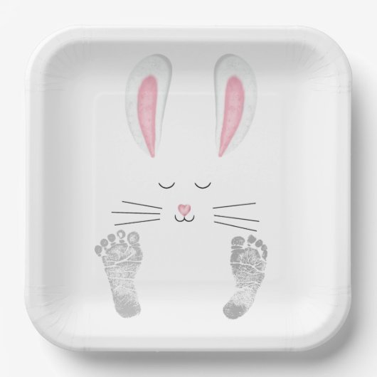 Assiettes En Carton Empreintes lapin et bébé (Recto)