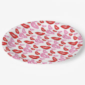 Assiettes En Carton Empreintes rouge à lèvres rose et rouge (Angle)