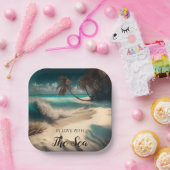Assiettes En Carton En amour avec la mer | Art tropical (Fête)