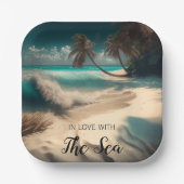 Assiettes En Carton En amour avec la mer | Art tropical (Recto)