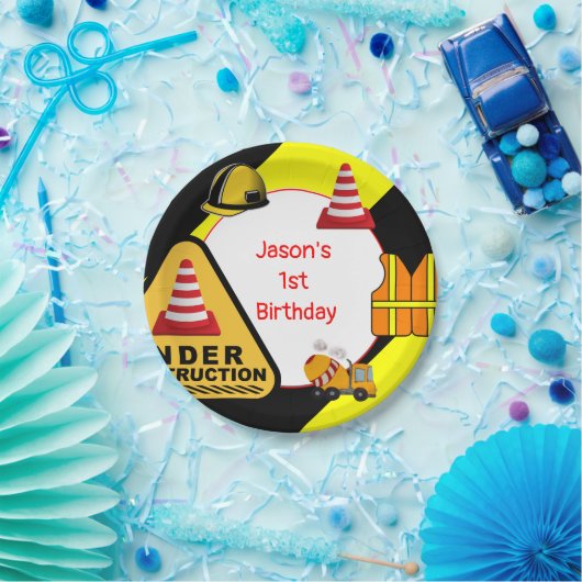 Assiettes En Carton En construction Concret mixeur fête d'anniversaire (Fête)