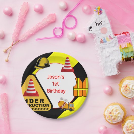 Assiettes En Carton En construction Concret mixeur fête d'anniversaire (Fête)