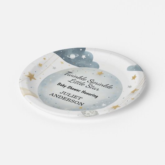 Assiettes En Carton En Parties scintillant Twinkle Twinkle Little Star (Angle)