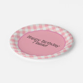 Assiettes En Carton En vichy Anniversaire rose et blanc (Angle)