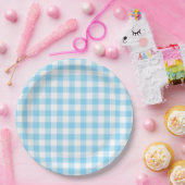 Assiettes En Carton En vichy Bébé bleu chèque (Fête)