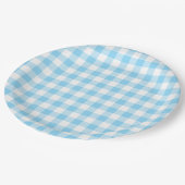 Assiettes En Carton En vichy Bébé bleu chèque (Angle)