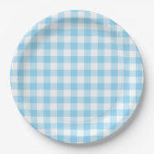 Assiettes En Carton En vichy Bébé bleu chèque (Devant)