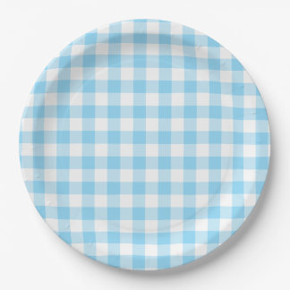 Assiettes En Carton En vichy Bébé bleu chèque