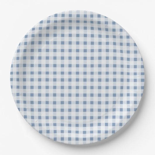 Assiettes En Carton En vichy bleu (Devant)