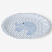 Assiettes En Carton En vichy bleu bébé garçon Baby shower éléphant (Angle)