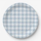 Assiettes En Carton En vichy bleu simple (Devant)