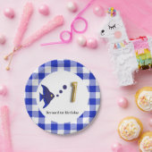 Assiettes En Carton en vichy, Blue Fish & Balloon 1er anniversaire (Fête)