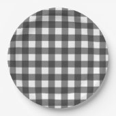 Assiettes En Carton En vichy de plaid noir et blanc (Devant)