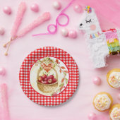 Assiettes En Carton En vichy de style pays avec panier de récolte Appl (Fête)