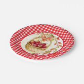 Assiettes En Carton En vichy de style pays avec panier de récolte Appl (Angle)