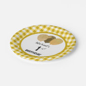 Assiettes En Carton En vichy et ballons jaunes 1er anniversaire (Angle)