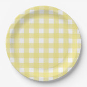 Assiettes En Carton En vichy jaune pâle et blanc (Devant)