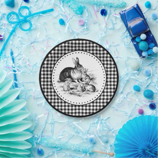 Assiettes En Carton En vichy lapin (Fête)