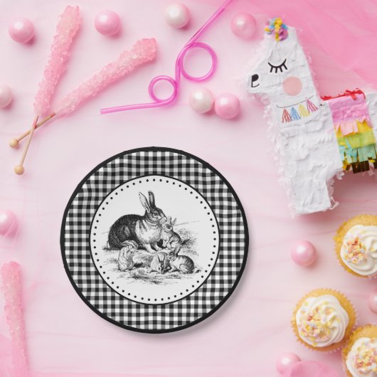 Assiettes En Carton En vichy lapin (Fête)