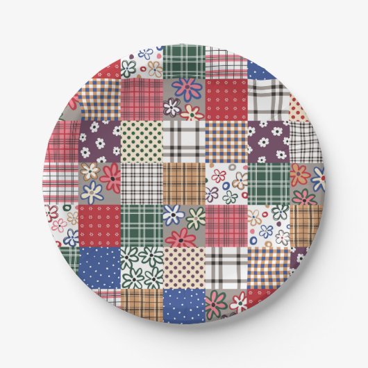 Assiettes En Carton En vichy multicolore Patchwork Quilt (Devant)