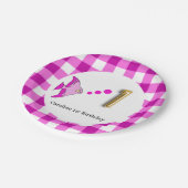 Assiettes En Carton en vichy, Poisson rose & Ballotte 1er anniversaire (Angle)