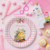 Assiettes En Carton En vichy rose (Fête)