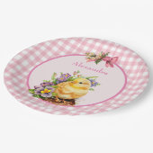 Assiettes En Carton En vichy rose (Angle)