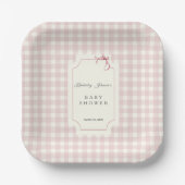 Assiettes En Carton En vichy rose avec Baby shower de cou (Recto)